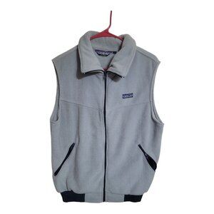Vtg Patagonia Vest Men L Gray Synchilla Gilet Fleece Gorpcore Camping 92560 80s
